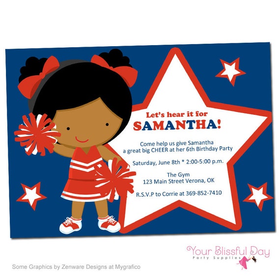 PRINTABLE Cheerleader Party Invitation (Character of your choice) Il_570xn