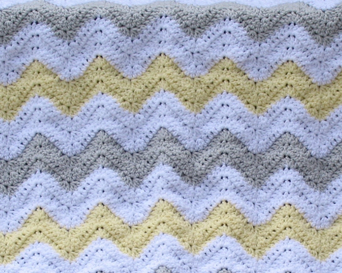 Yellow Gray White Chevron Baby Blanket Chevron by Xasper8ing