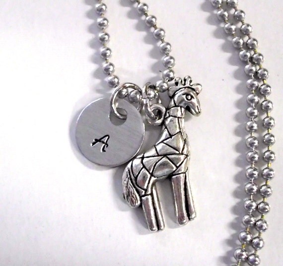 Items similar to Giraffe Jewelry, Personalized Giraffe Necklace, Animal
