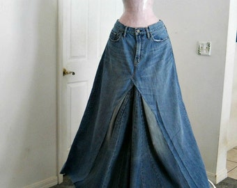 Gap 1969 bohemian ballroom jean skirt Renaissance Denim Couture fairy goddess mermaid belle bohémienne Made to Order