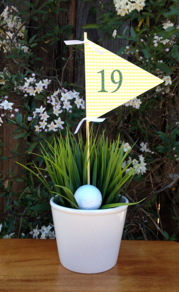 Golf Flag Centerpiece for the 19th Hole by jacolynmurphy on Etsy