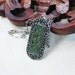 Emerald Dark Green Marble Malachite Wool Oval Pendant. Gift under 30