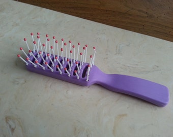 SALE Vintage Mini Brush Travel Pruse Brush Purple White and Pink 1980s