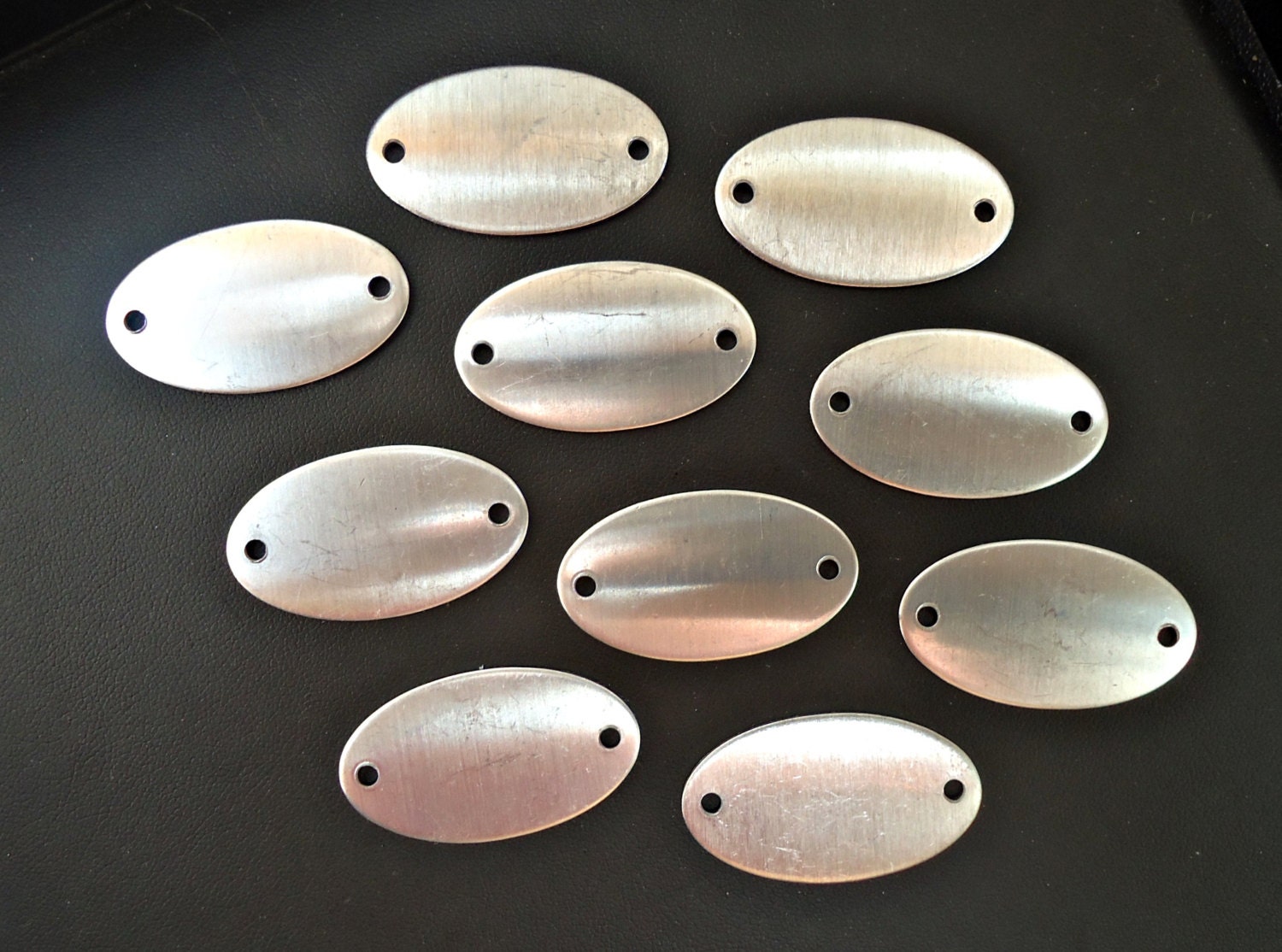 10 Small Oval Aluminum Stamping Blanks with 2 Holes 1