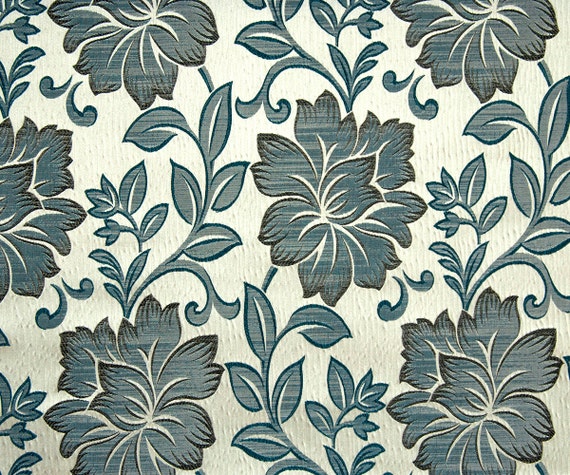 Light Blue Floral JA Fabric By The Yard Curtain Fabric