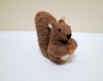 Squirrel Ornament - Felted Christmas Ornament - Needle Felted Animal