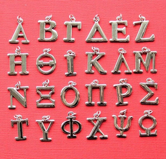 Greek Alphabet Charms 24 Letters Silver Plated Great for So