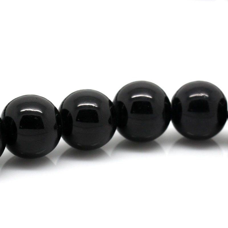 BULK 70 Black Glass Beads 12mm Gloss Black 1 by BohemianFindings