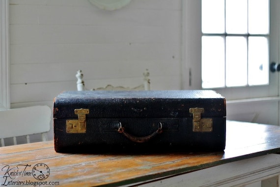 Antique Leather Suitcase Luggage