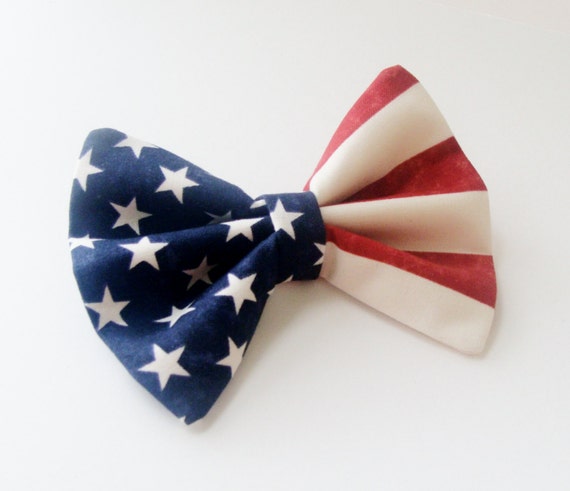 Hair Bow Vintage Inspired American Flag Clip Teen Woman Girl