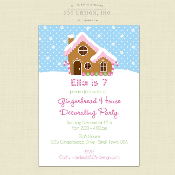 Gingerbread House Invitation - Little Girl Gingerbread House Party by 505 Design, Inc Il_570xn