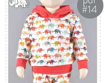 Hoodie sewing pattern pdf // sizes 0 to 6T // photo tutorial // 0M-6T // #14