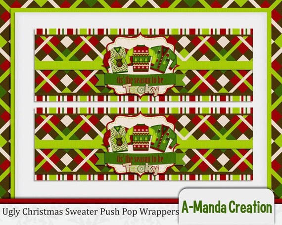 Ugly Christmas Sweater Party Printable Push Pop Wrappers Il_570xn