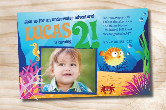 UNDERWATER ADVENTURE Birthday Party Event Printable Invitation Il_570xn