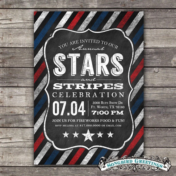 Chalkboard July 4th invitation--customizable Il_570xn