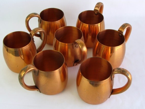 Vintage Solid Copper Moscow Mule Mugs by West Bend