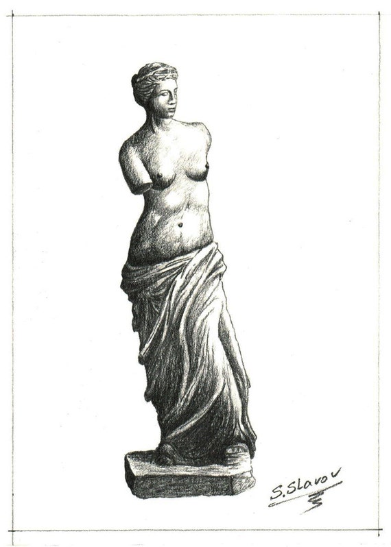 SALE 50% Original pencil drawing Venus De Milo by Luckyart999