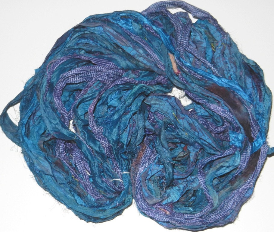 Recycled Sari Silk Ribbon Yarn Multi 65 Yards Free By Julialcraft