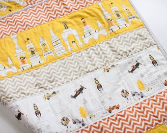 Children's Cars, Planes and Blocks Patchwork Quilt