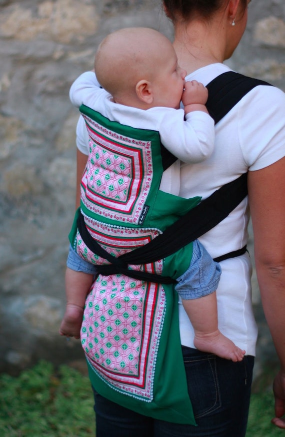 Green Watermelon Thai Hmong Baby Carrier Front & Back by dainyia