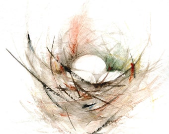 Birds Nest Painting Print from Original Watercolor Painting