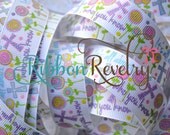 Glitter Easter crosses "He is Risen Indeed" on white 7/8" grosgrain ribbon Il_170x135