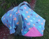 Baby Car Seat Canopy and Matching booties - Baby Bird