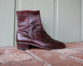 Vintage Mens US 7 12 W Bally Brown Leather Side Zip Ankle Boots ...