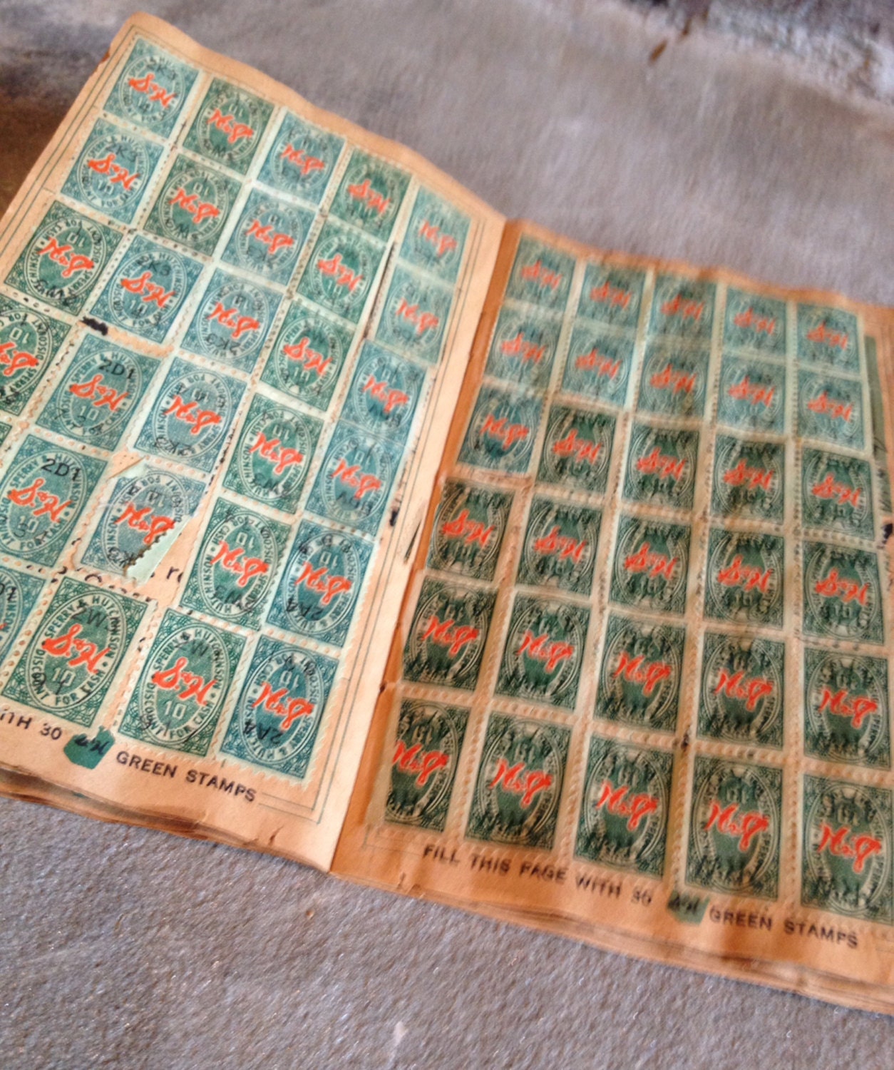 S & H Stamp Book Green Shield Sperry Hutchinson Saving Vintage SH Stamps from MyVintageAlcove on