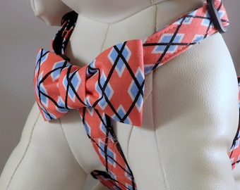 Dog Harness with Flower or Bow Tie Set - Traditional or Step-In - Pick Any Fabric in Shop