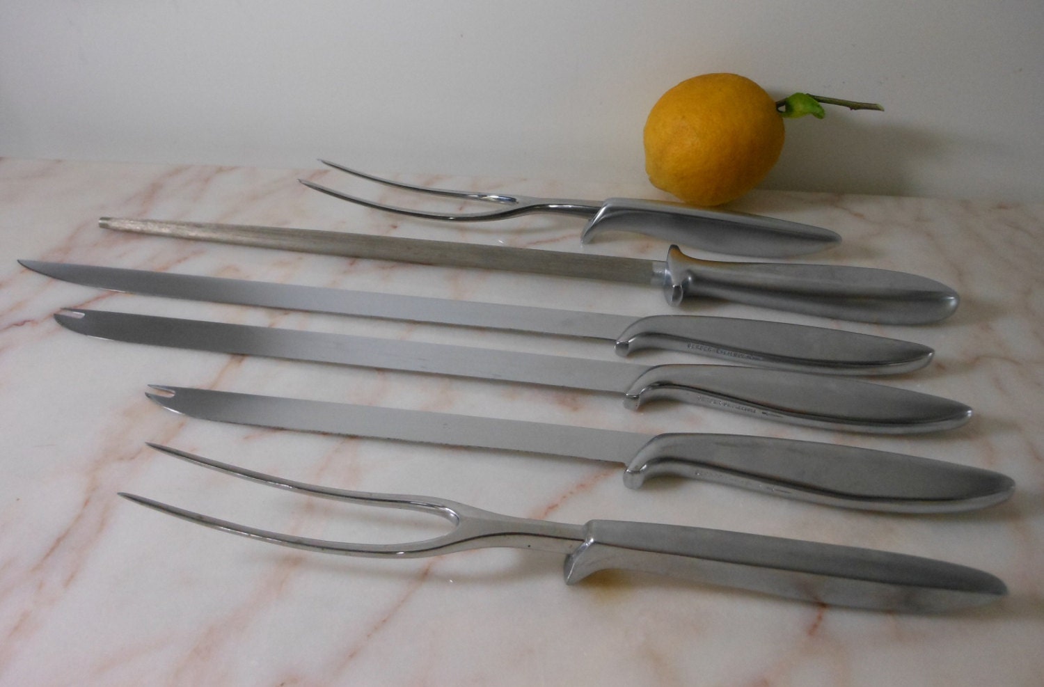 Vintage GERBER CUTLERY Set 6 Pieces Knives Carving Forks