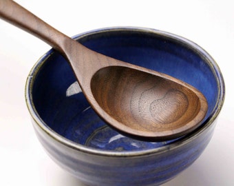 Wooden spoon kitchen utensil small handmade for serving salsas and sauces of Walnut wood