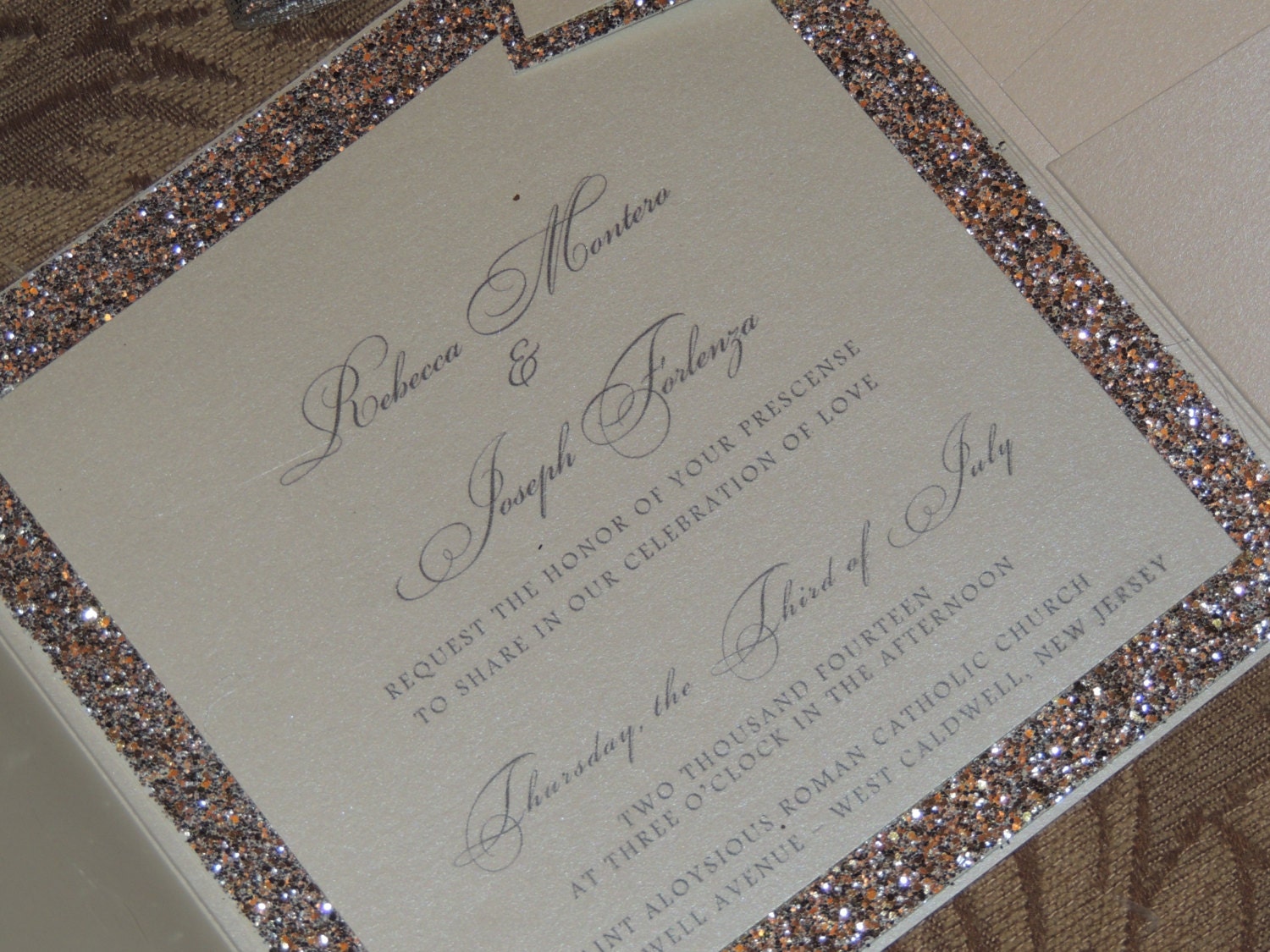 Glitter Wedding Invitation Sparkle Wedding Invitation