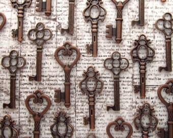 SALE! The Selwyn Collection - Skeleton Key Assortment in Copper- Set of 30 Keys - 3 STYLES