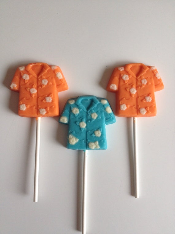 24 HAWAIIAN SHIRT Chocolate Lollipops Party Favors Luau