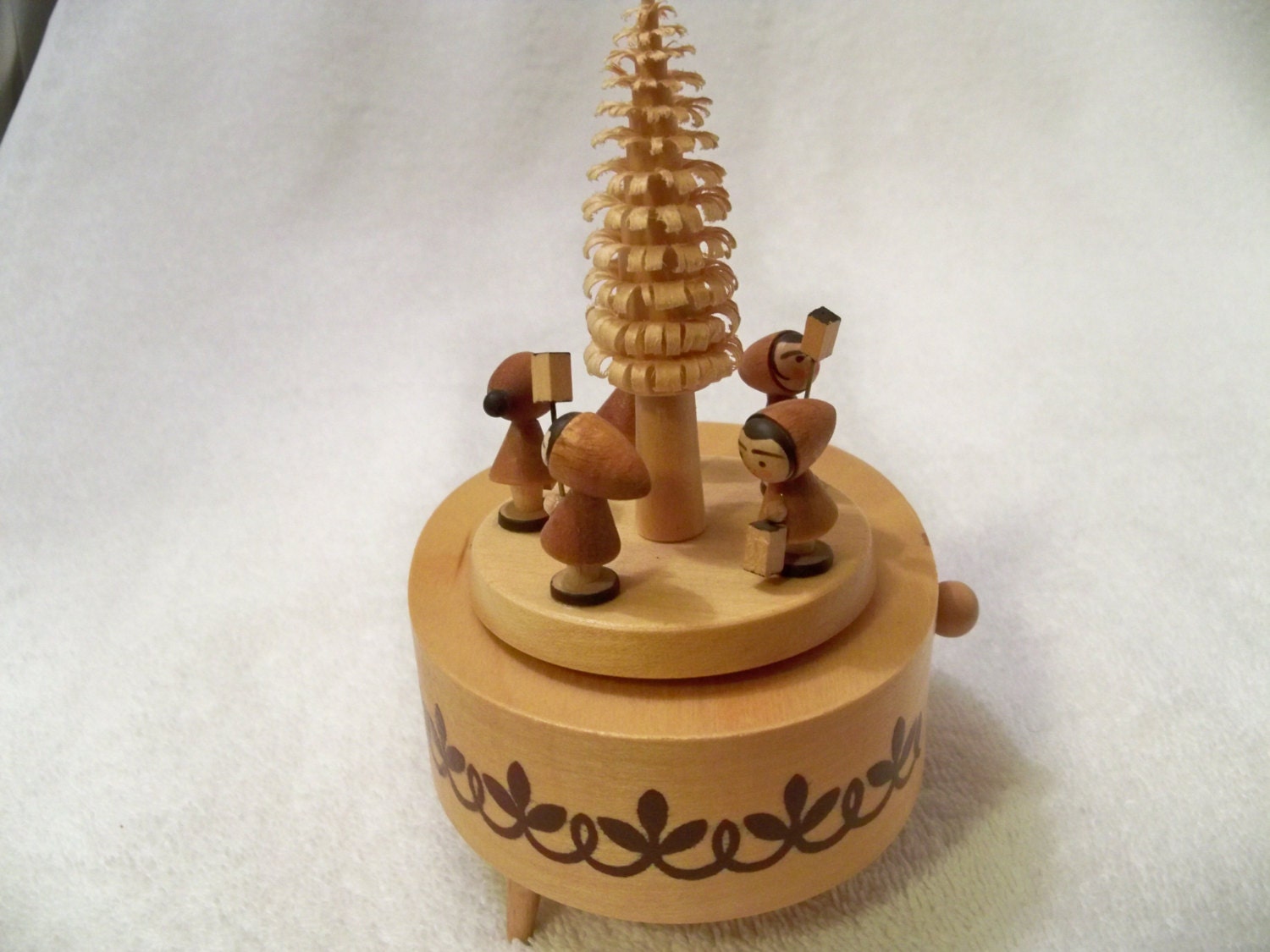 Vintage Wooden Swiss Music Box Craved Tree by CarolinaJayPatterns