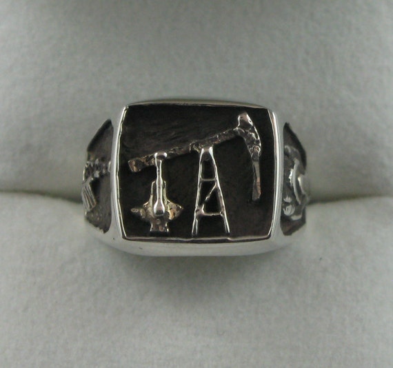 Oil Rig Unisex Sterling Silver Ring by JewelleryByMinerva on Etsy