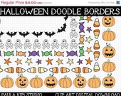 60% OFF SALE Halloween Doodle Border Clipart Digital Scrapbook Frame Instant Download Clip Art Frames Il_170x135