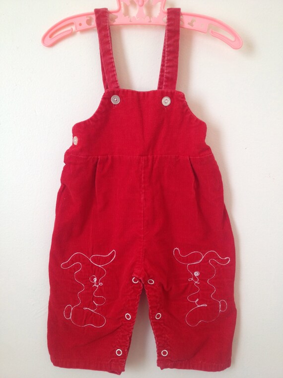 vintage toddler red corduroy overalls by TheAquaNest on Etsy