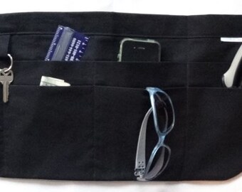 Utility Apron/Teacher Apron with 8 pockets and loop in black