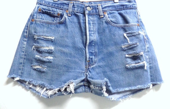 LEVIS Distressed High Waisted Shorts Waist 31 inches