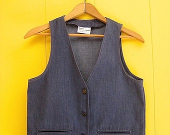 on sale Vintage Vest/Jean Vest/Denim Vest/Vintage Clothing/70s Clothing ...