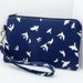 Birds Cell Phone Wristlet Purse Padded Zipper Pouch Dark Blue