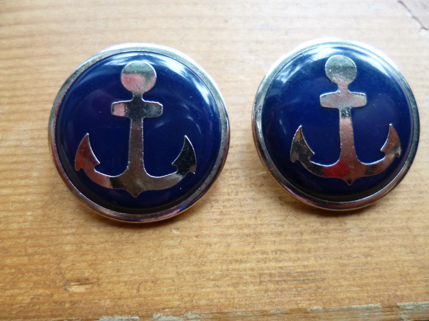 Solid Metal Anchor Buttons-Set of 2 Enamel Buttonsh24 by Francebee