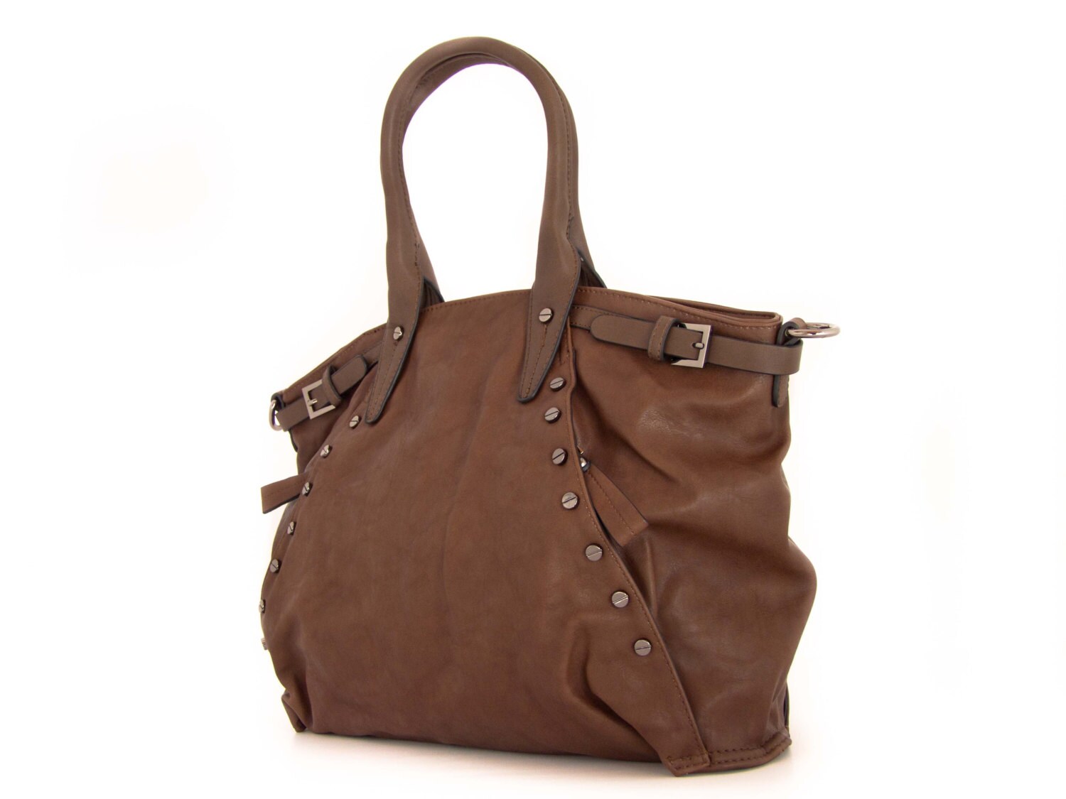 Handmade vegan leather handbag purse Brown by VeganLeatherHandbags