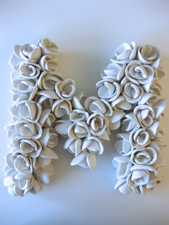 Items similar to NEW Floral Monogram Wall Art Tile (M) on Etsy