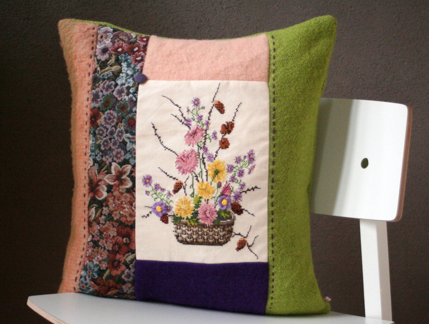 SALE 50 Embroidered cross stitch pillow Autumn by TessePillows