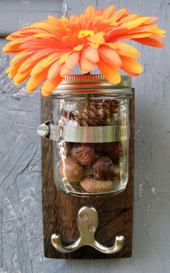 Wine Barrel Rustic Style Wall Hanger Mason Jar Vase with