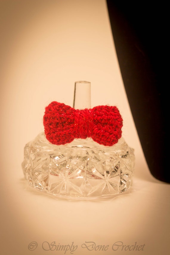 Handmade Crochet Ring Sparkly Red