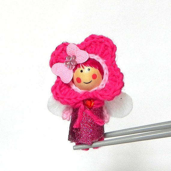 Pinky pink Flower Fairy MochiQtie Amigurumi Mochi size